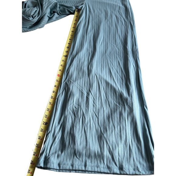 Lulus XS Green Ribbed Wide-Leg Lounge Pants Stretchy Elastic Waist Textured NWT - Picture 10 of 13